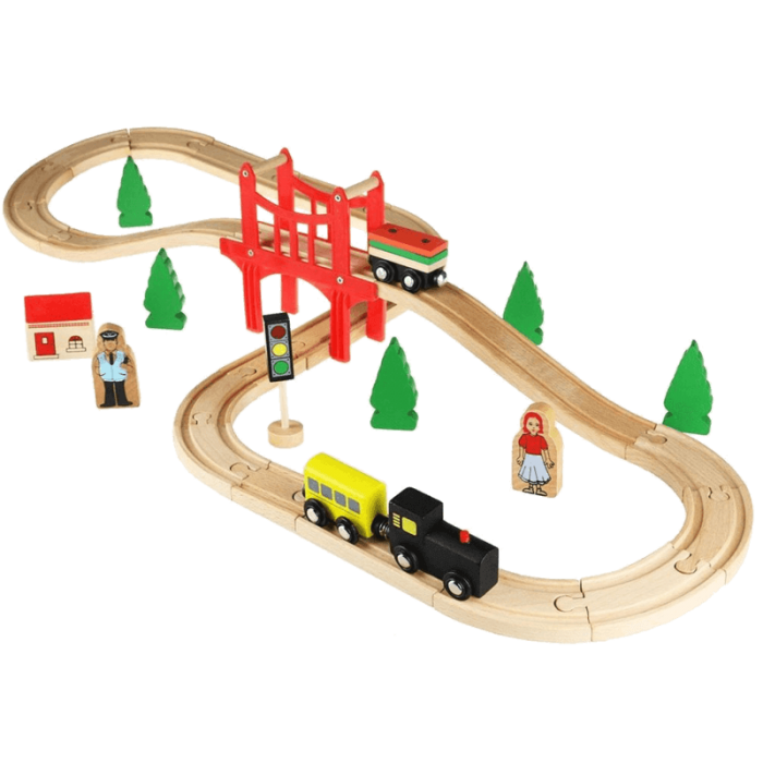 Set trenulet Wooden Train 37 piese
